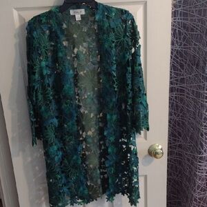 Aria Teal and Navy Lace Cardigan